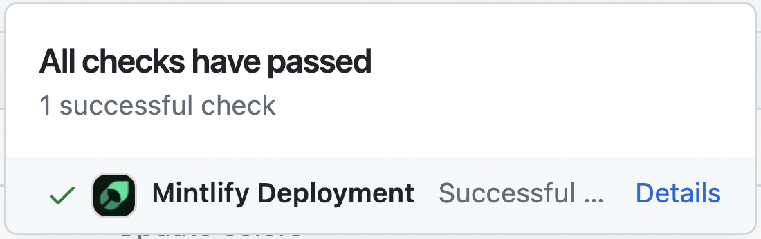 CI checks passed in the deployment workflow